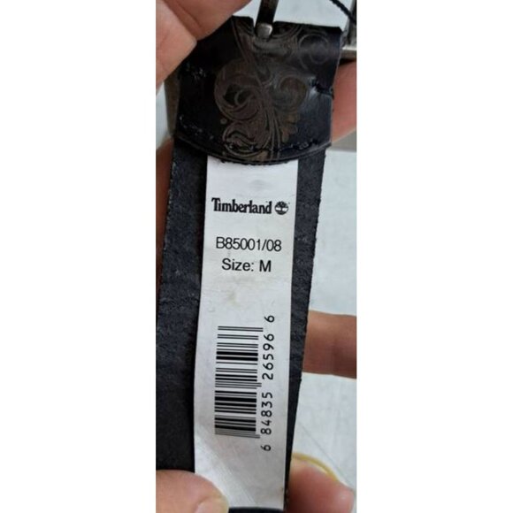 Timberland Western Style Leather Belt  Scroll Design Metal Buckle  Size M - Picture 4 of 5